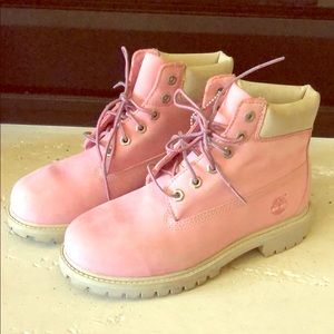 Genuine Pink Leather Timberland Boots